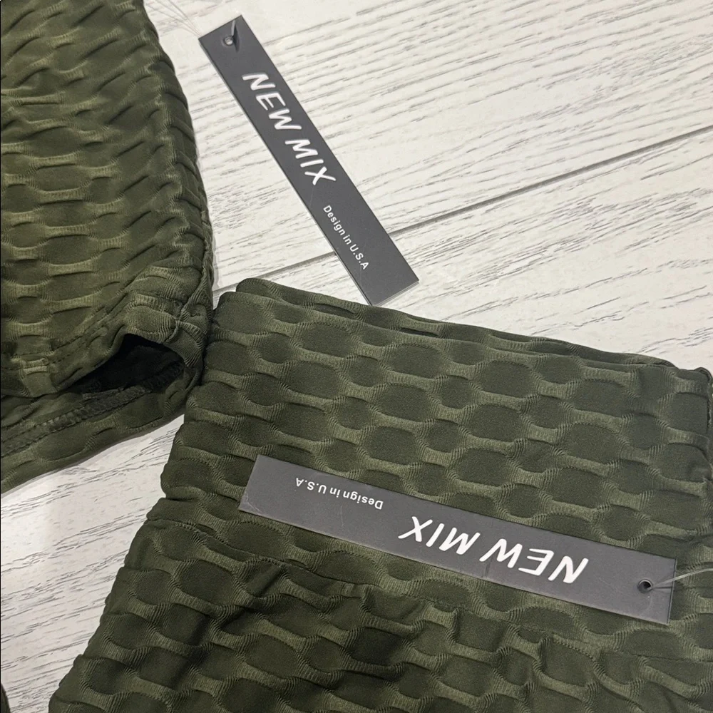 New Mix Olive Green Track Pants & Crop Top Set